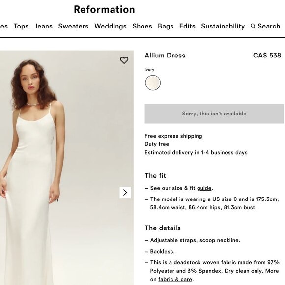 Reformation Dresses & Skirts - Reformation Allium Dress